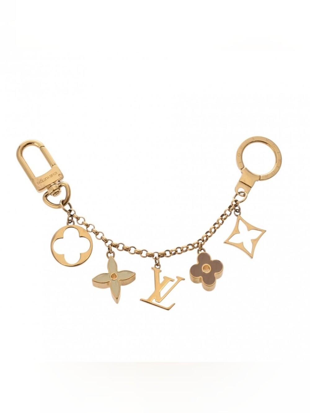 Authentic Louis VUITTON Fleur de Monogram Bag Charm Chain KEYCHAIN EUC